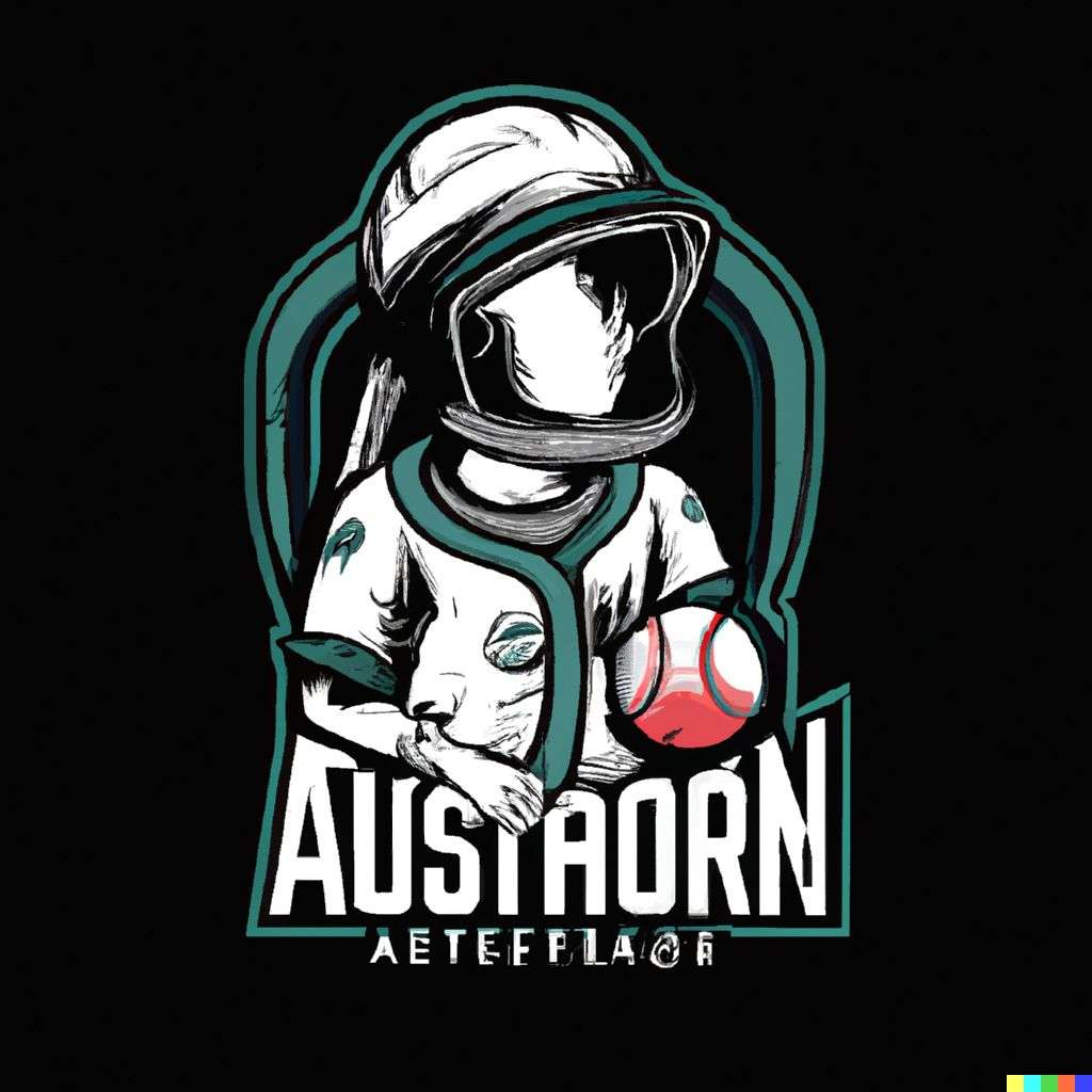 an astronaut, baseball team emblem design